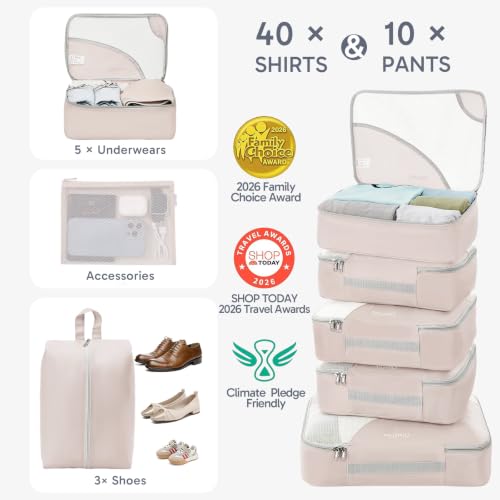 10 Set Packing Cubes for Travel (01 Cream)