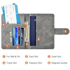 Passport Holder for Travel Essentials (gray / Magnetic Clasp)