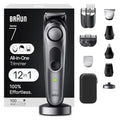All-in-One Men's Shaving Kit Series 7 7440, 12-in-1 Beard, Face, Nose, Ear Trimmer, Hair Clippers, Body Groomer and Manscaping + Travel Case + Charging Stand (Silver / 13 Piece Set)
