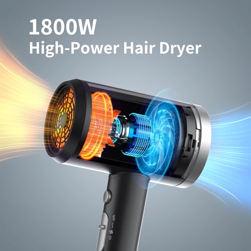 Ionic Hair Dryer with Diffuser (Sliver/Matte Black)