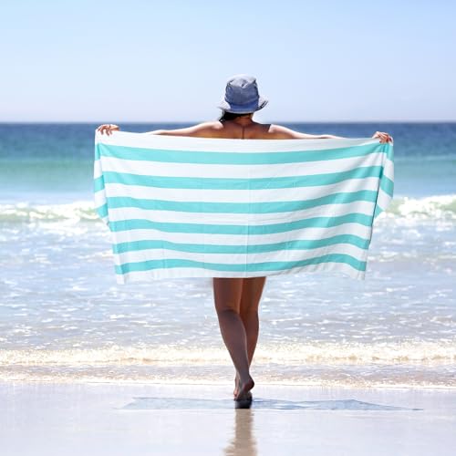 2 Pack Microfiber Beach Towel (2 Pack- Blue Green / 75”x 35”)