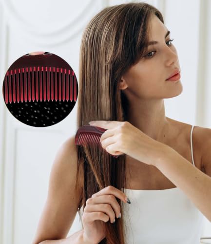 Dandruff Comb Removal Hollow Fine Tooth Scalp Detox Hair Care Tool 2PC (2PC Black+Red)