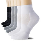 6 Pack Women's Ankle Socks with Cushion (Medium / Black+white+grey)