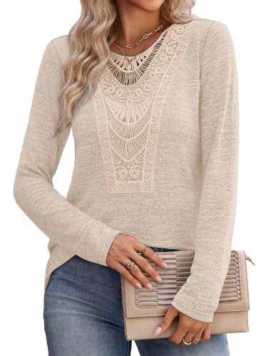 Women's Tops Tees & Blouses Long Sleeve Linen Shirts Plus Size Clothes XL (X-Large / Apricot)