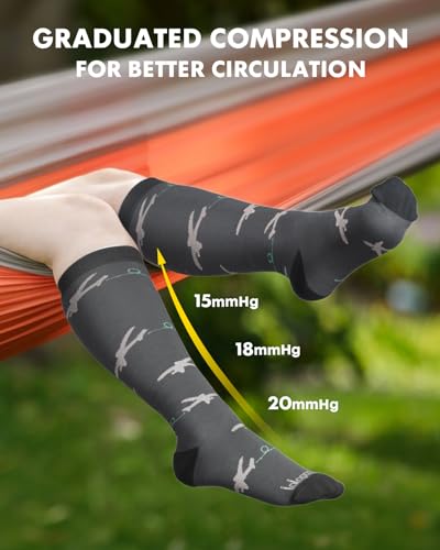 Bamboo Viscose Compression Socks for Women Men (Travel Themed / Small-Medium)