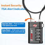 Open Alert TSA Approved Luggage Locks (Black Long 2 PK)