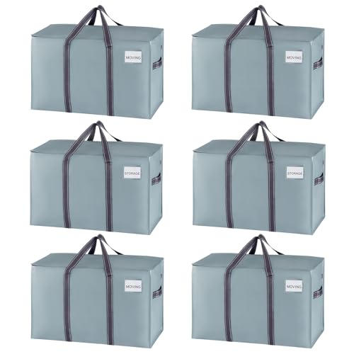 6 Pack Heavy Duty Moving Bags (6 Pack / Light Blue Matte)