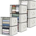 8 Pack Storage Bags for Clothes Blanket Storage Bins with Lids (8 Pack-60l / Ivory)