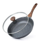 10inch Nonstick Frying Pan Chef's Pan with Glass Lid (Gray Granite / 10 Inch)