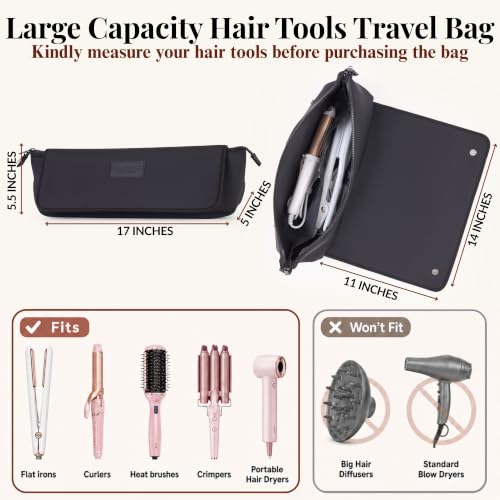 Hair Tools Travel Bag and Heat Resistant Mat 17" (Black)