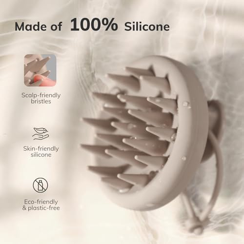 Silicone Scalp Massager Shampoo Brush (Khaki)