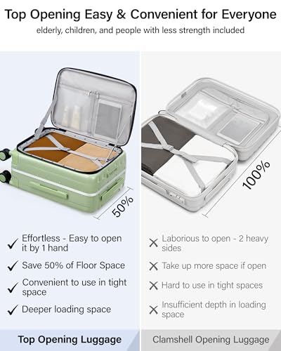 26 Inch Large checked Luggage PC Hard Shell luggage Top Opening Aluminum Frame Travel Luggage Suitcases with Wheels for Woman Men (26 Inch / Bamboo Green)