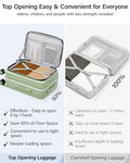 26 Inch Large checked Luggage PC Hard Shell luggage Top Opening Aluminum Frame Travel Luggage Suitcases with Wheels for Woman Men (26 Inch / Bamboo Green)