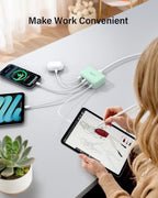 USB Fast Charger Block 50% Smaller 100W Max 6 (Light Green / 100W)
