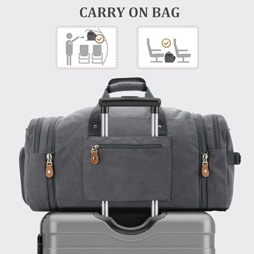 Canvas Duffle Bag (Grey / X-Large-60L (With Shoe Compartment))