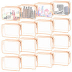 16 Pieces Clear Cosmetic Bags (16pcs Orange L)