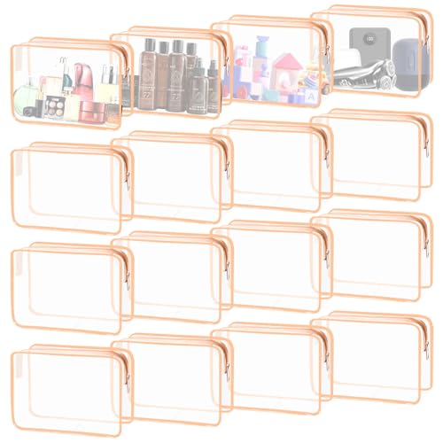 16 Pieces Clear Cosmetic Bags (16pcs Orange L)