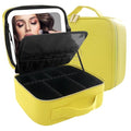 Travel Makeup Bag Cosmetic Bag Makeup Organizer Bag with Lighted Mirror (Yellow / Small)