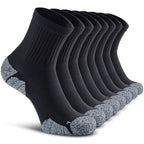 Unisex Cushioned Compression Sport Quarter Socks (Medium / 8-pairs Black)