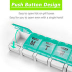 Extra Large Weekly Pill Organizer 2 Times a Day (Cyan & Yellow)