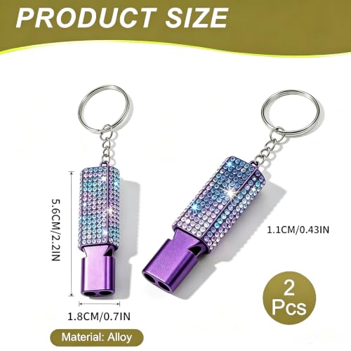 Three Tube Whistle Aluminum Alloy Survival Whistle for Outdoor Needs Sports Referee Emergency (purple2pcs)