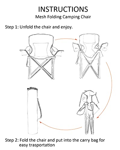 Mesh Folding Camping Chairs for Adults (Vermilion)