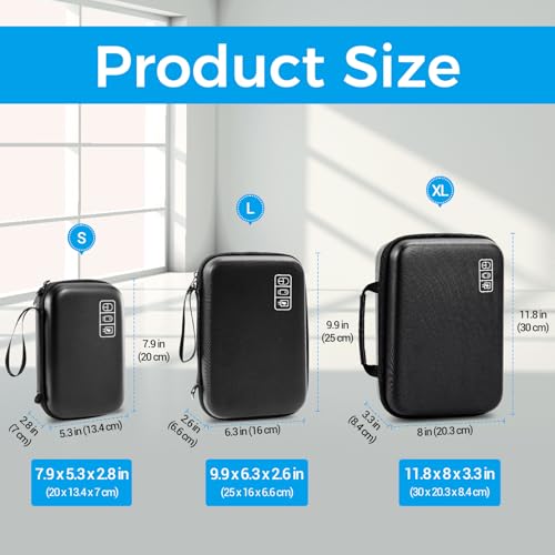 Hard Travel Electronic Organizer Case for MacBook Power Adapter Chargers Cables Power Bank Apple Magic Mouse Apple Pencil USB Flash Disk SD Card Small Portable Accessories Bag (Wine / Large - 9.9 x 6.3 x 2.6 Inch)