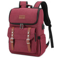 Vintage Backpack Travel Laptop Backpack with usb Charging Port for Women & Men College Backpack Fits 15.6 Inch Laptop Red Brown (Red&brown)