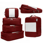 6 Pack Large Compression Packing Cubes for Travel (Burgundy 1 / 6 Pack)
