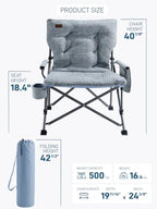 Padded Oversized Folding Camping Chair for Adults (Blue&white)