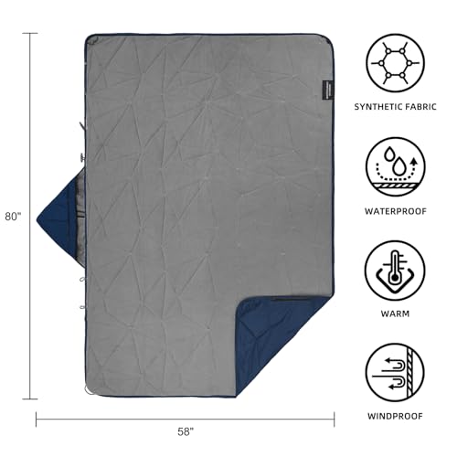 Large Waterproof Outdoor Blanket Thick Fleece 80" x 58" (Premium Blue)