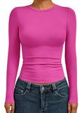 Womens Long Sleeve Shirts Basic Compression Tops Hot Pink XL (X-Large / Hot Pink)