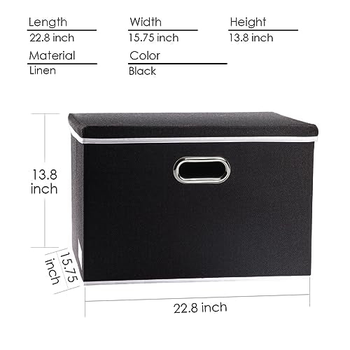 Extra Large Collapsible Storage Bins with Lids [3 (Black / XXL (3-Pack))