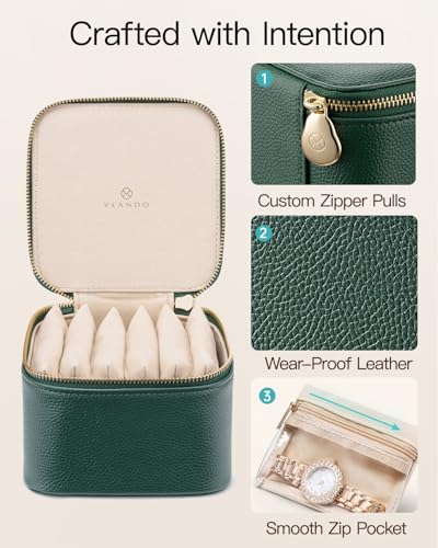 Travel Jewelry Case with Clear 6 Velvet Bags (6PCS-Green)