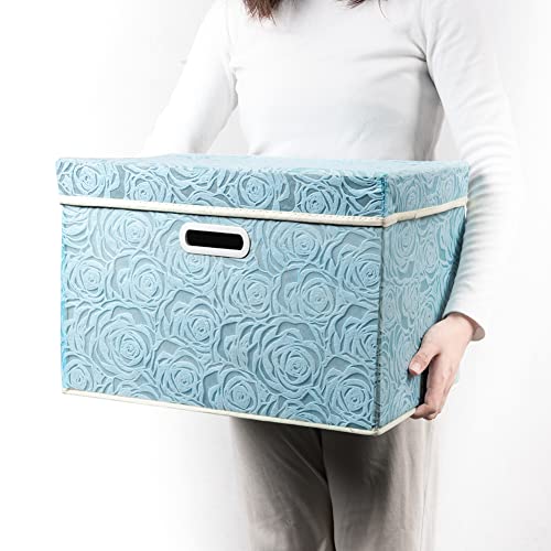 Larger Collapsible Storage Cube with Lid [1 (Blue / Large(1-Pack))