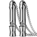 Titanium Emergency Keychain Necklace Whistle (2pcs Silver)