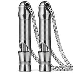 Titanium Emergency Keychain Necklace Whistle (2pcs Silver)