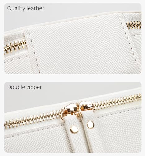 2 Pack Mahjong Tile Storage Bag with Zipper Transparent Mahjong Tile Carrying Case Zippered Storage Bag Waterproof PU TSA Approved Cosmetic Pouches (0-Large+Mini-White)