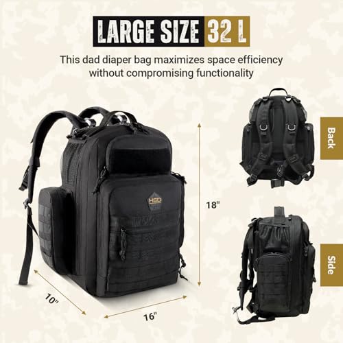 Diaper Bag Backpack with Diaper Changing Mat (Black / 32L)