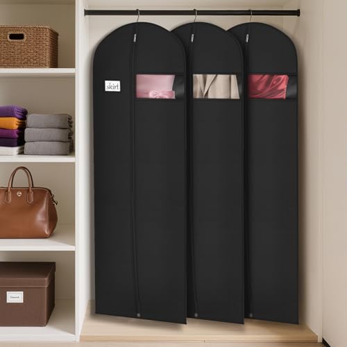 72 Inch Dress Bags for Gowns (Black / 72'' - 3PCS)