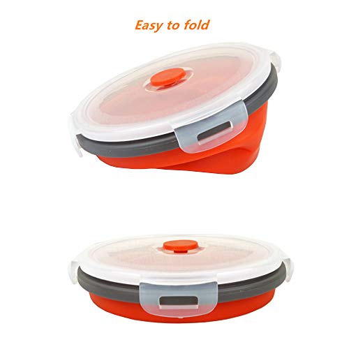 Red Silicone Collapsible Food Storage Containers (Round Red-3pcs)