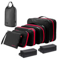 Waterproof Compression Packing Cubes 8 sets (Grey Red / 8-Piece Set)