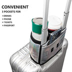 Luggage Travel Cup Holder Free Hand Drink Carrier (Hook & Loop: Glitter Silver)