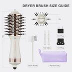 4-in-1 Travel Dual Voltage Hair Dryer Brush 110-240V Blow Dryer Brush (50mm Oval / White & Rose Gold)