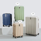 24 Inch Expandable Medium Checked Luggage with 8 Spinner Wheels (24 Inch EXT / Dark Blue)