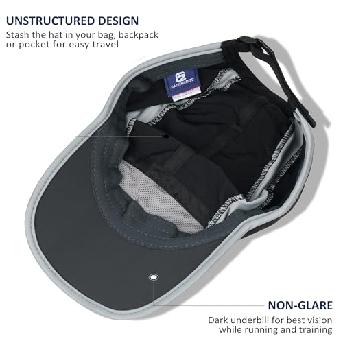 Reflective Foldable Running Hat for Men Women (7-7 5/8 / Black)