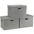 Large 17" 36 Quart Collapsible Stackable Storage Bins with Lids (Gray1 / Large -3 Pack)