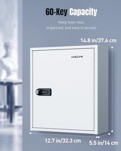 60 Position Steel Key Cabinet with Combination & Key Lock (White / 60 Keys)