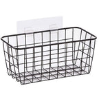 2 Set Adhesive Hanging Wall Basket Inside Cabinet Door Organizer (Black / 2 PACK)