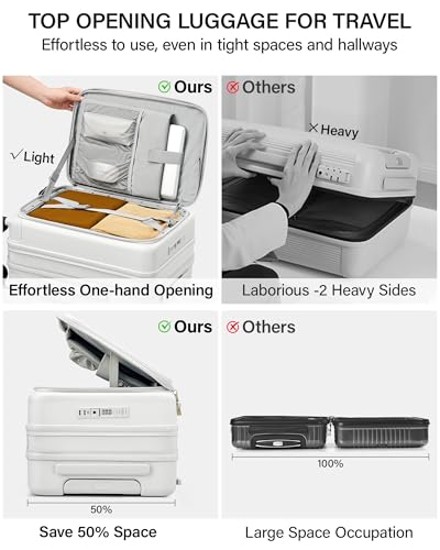 20 Inch Expandable Carry On Luggage 22x14x9 Airline Approved (Smoke White / 20 Inch EXT)